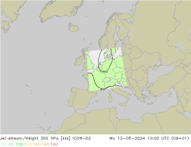 高速氣流 ICON-D2 星期一 13.05.2024 10 UTC
