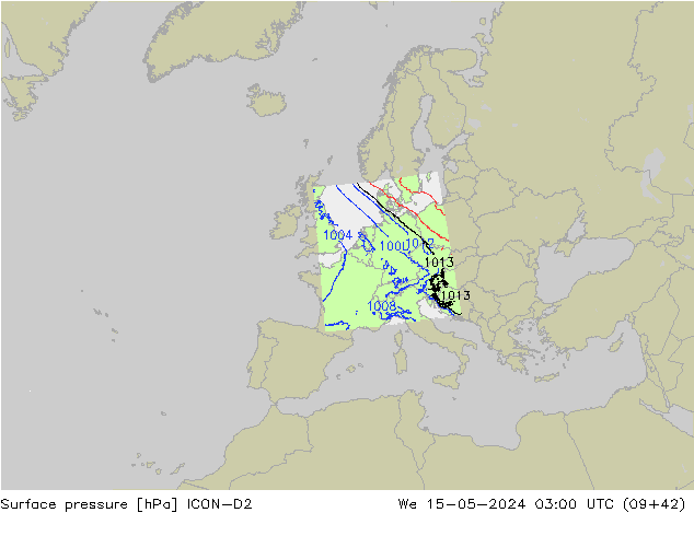 Bodendruck ICON-D2 Mi 15.05.2024 03 UTC