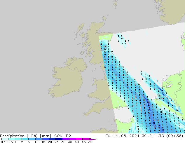 Precipitación (12h) ICON-D2 mar 14.05.2024 21 UTC