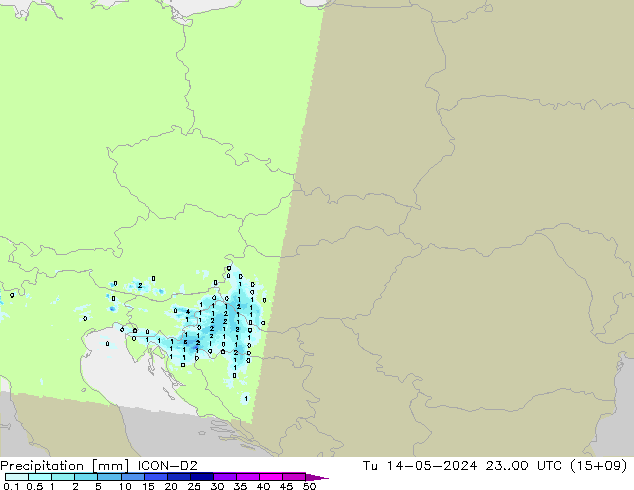 Precipitation ICON-D2 Tu 14.05.2024 00 UTC