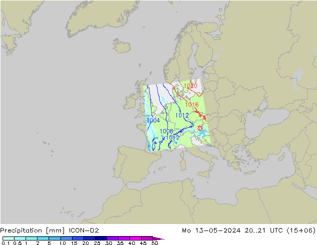 Niederschlag ICON-D2 Mo 13.05.2024 21 UTC