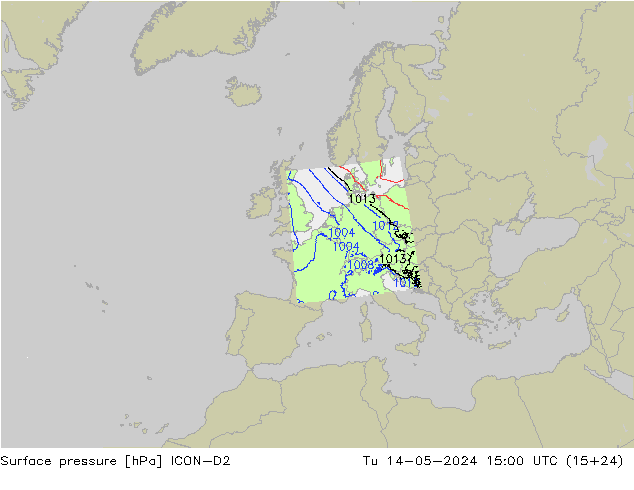 Luchtdruk (Grond) ICON-D2 di 14.05.2024 15 UTC