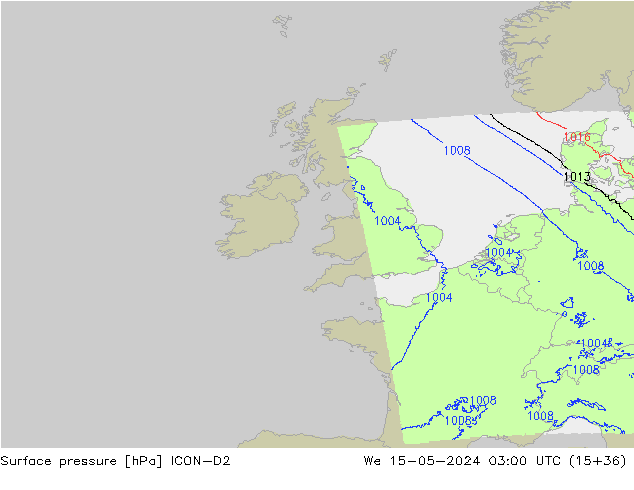 приземное давление ICON-D2 ср 15.05.2024 03 UTC