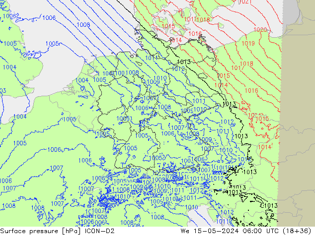 pressão do solo ICON-D2 Qua 15.05.2024 06 UTC