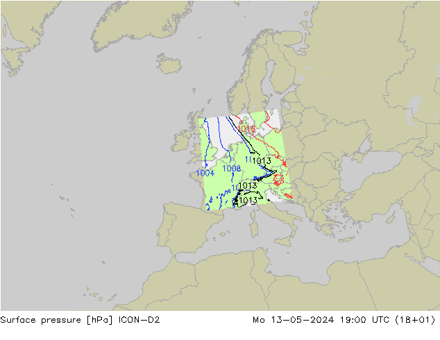 Bodendruck ICON-D2 Mo 13.05.2024 19 UTC