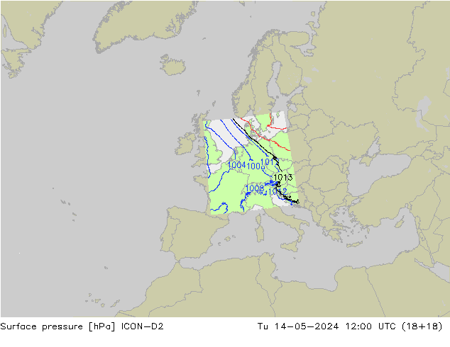 pression de l'air ICON-D2 mar 14.05.2024 12 UTC