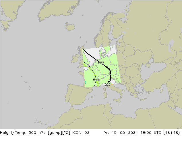 Yükseklik/Sıc. 500 hPa ICON-D2 Çar 15.05.2024 18 UTC