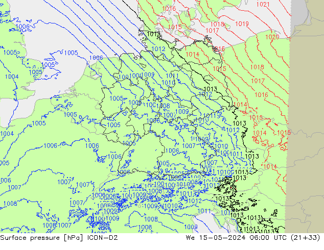 Yer basıncı ICON-D2 Çar 15.05.2024 06 UTC