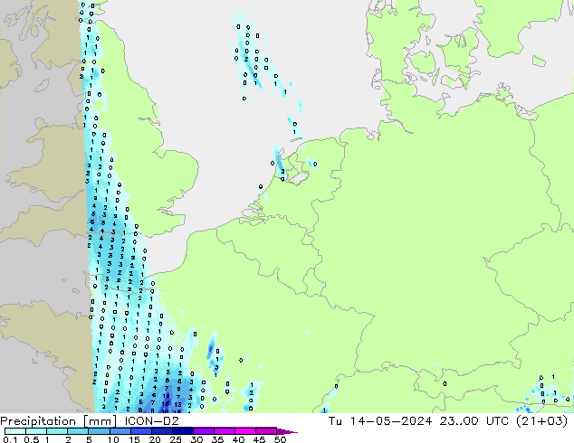 Precipitación ICON-D2 mar 14.05.2024 00 UTC