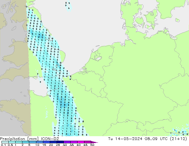 Precipitación ICON-D2 mar 14.05.2024 09 UTC