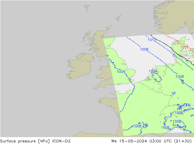 Yer basıncı ICON-D2 Çar 15.05.2024 03 UTC