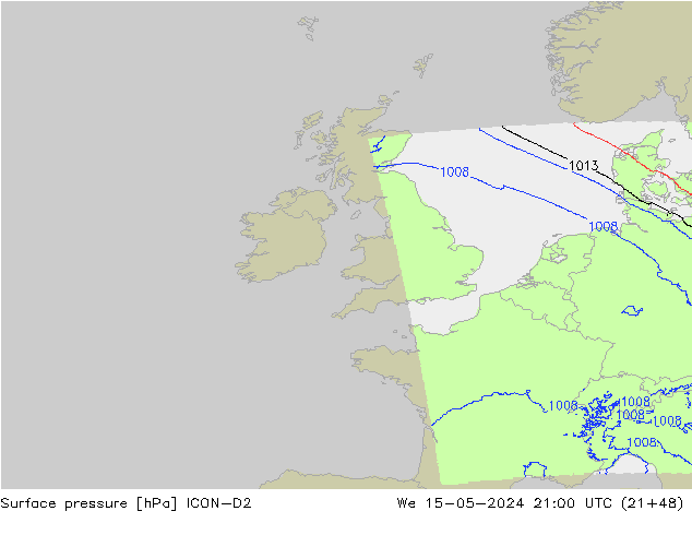ciśnienie ICON-D2 śro. 15.05.2024 21 UTC