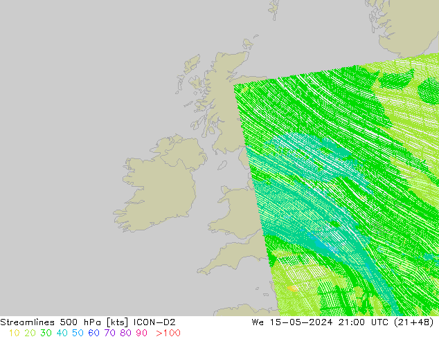 Rüzgar 500 hPa ICON-D2 Çar 15.05.2024 21 UTC