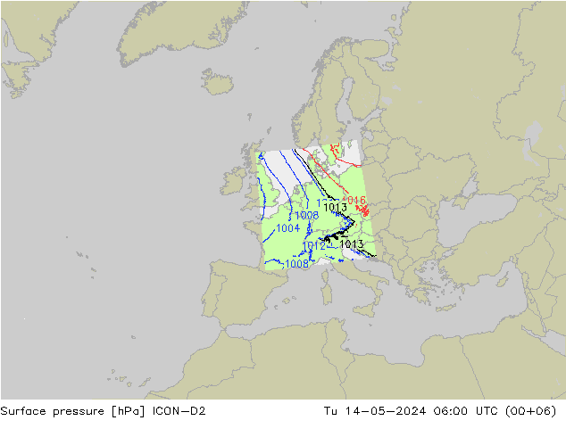 Bodendruck ICON-D2 Di 14.05.2024 06 UTC
