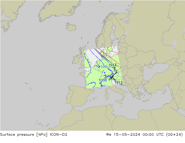 ciśnienie ICON-D2 śro. 15.05.2024 00 UTC