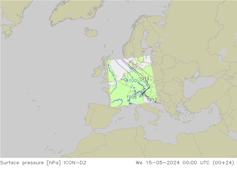приземное давление ICON-D2 ср 15.05.2024 00 UTC