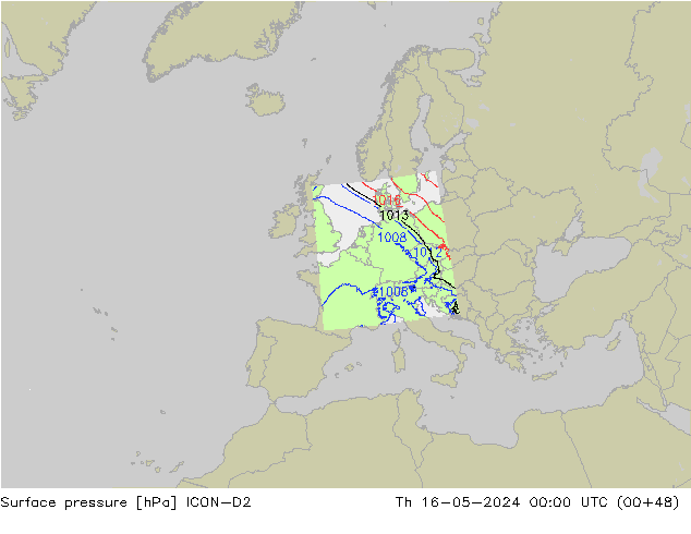 Luchtdruk (Grond) ICON-D2 do 16.05.2024 00 UTC
