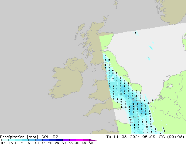 Precipitation ICON-D2 Tu 14.05.2024 06 UTC