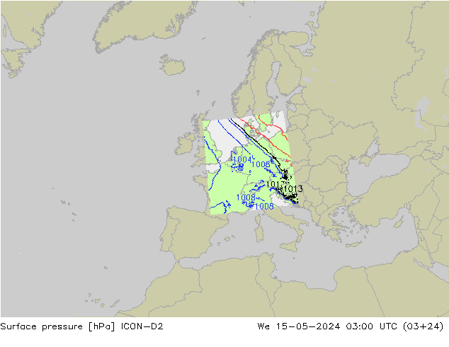 Bodendruck ICON-D2 Mi 15.05.2024 03 UTC