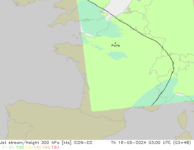 Courant-jet ICON-D2 jeu 16.05.2024 03 UTC