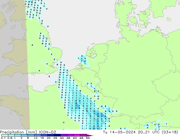 Niederschlag ICON-D2 Di 14.05.2024 21 UTC