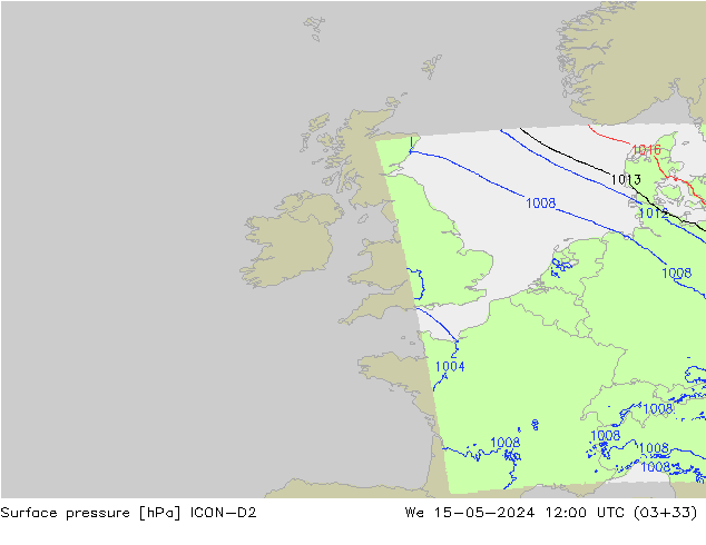 Luchtdruk (Grond) ICON-D2 wo 15.05.2024 12 UTC