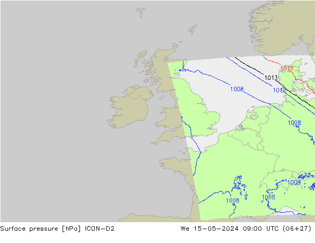 Yer basıncı ICON-D2 Çar 15.05.2024 09 UTC