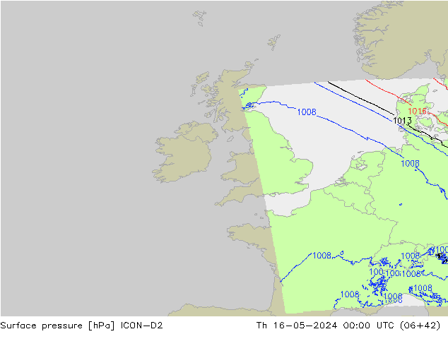 приземное давление ICON-D2 чт 16.05.2024 00 UTC