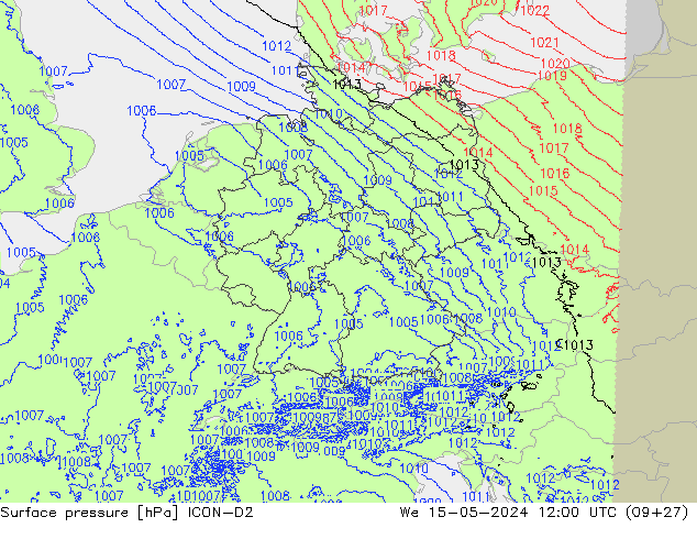 Bodendruck ICON-D2 Mi 15.05.2024 12 UTC