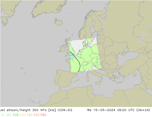 高速氣流 ICON-D2 星期三 15.05.2024 09 UTC