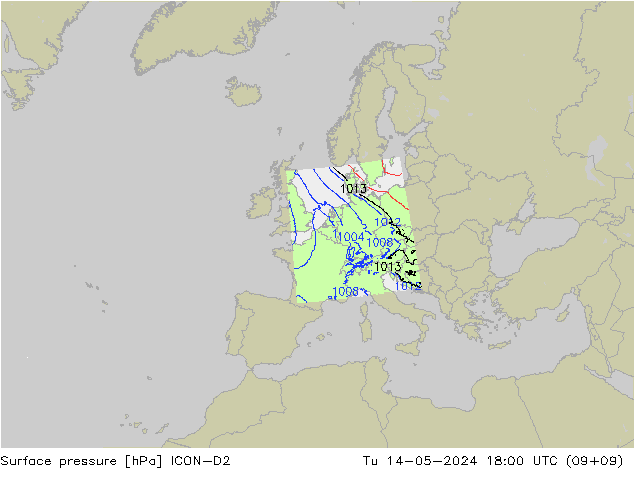 pression de l'air ICON-D2 mar 14.05.2024 18 UTC