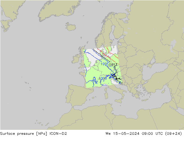 Bodendruck ICON-D2 Mi 15.05.2024 09 UTC