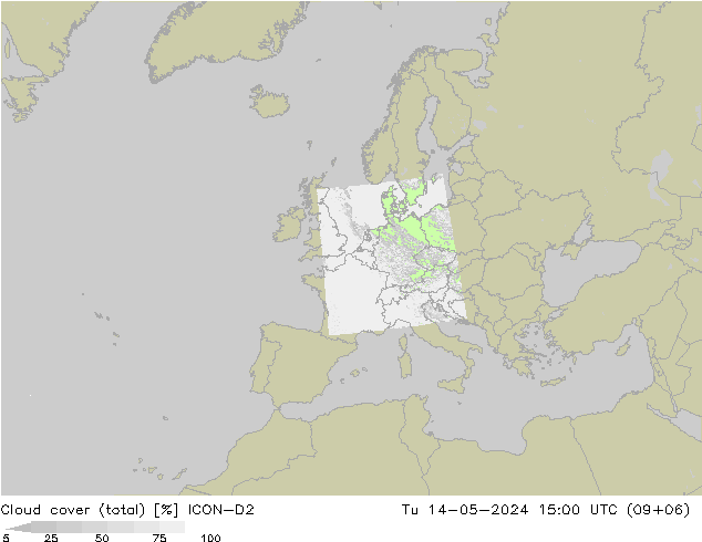 Nubes (total) ICON-D2 mar 14.05.2024 15 UTC