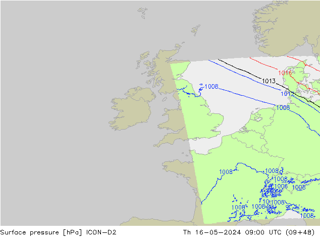 Yer basıncı ICON-D2 Per 16.05.2024 09 UTC
