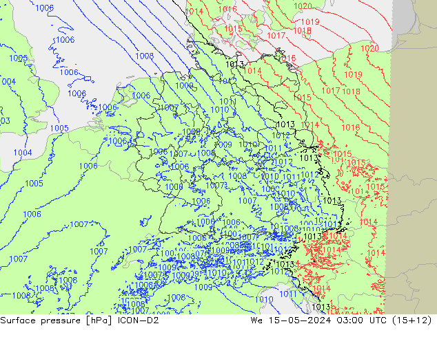pression de l'air ICON-D2 mer 15.05.2024 03 UTC