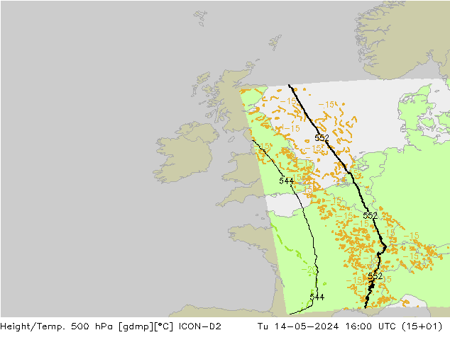Yükseklik/Sıc. 500 hPa ICON-D2 Sa 14.05.2024 16 UTC