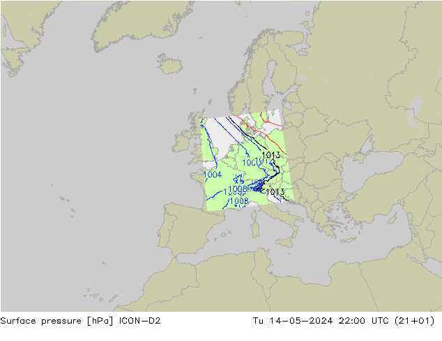 Luchtdruk (Grond) ICON-D2 di 14.05.2024 22 UTC