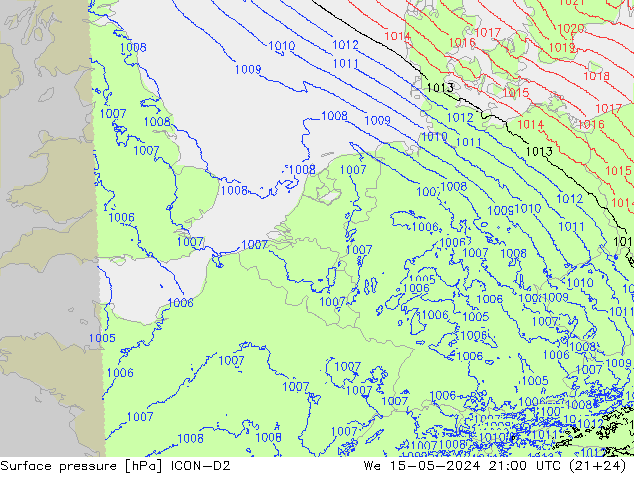 Bodendruck ICON-D2 Mi 15.05.2024 21 UTC