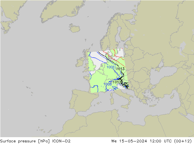pressão do solo ICON-D2 Qua 15.05.2024 12 UTC