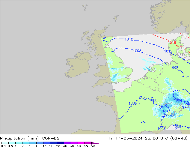 Precipitazione ICON-D2 ven 17.05.2024 00 UTC