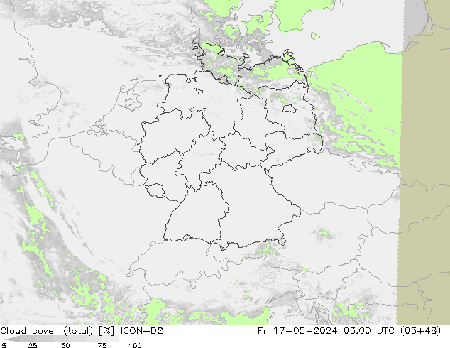 Bulutlar (toplam) ICON-D2 Cu 17.05.2024 03 UTC