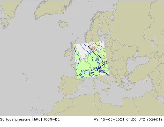 Bodendruck ICON-D2 Mi 15.05.2024 04 UTC