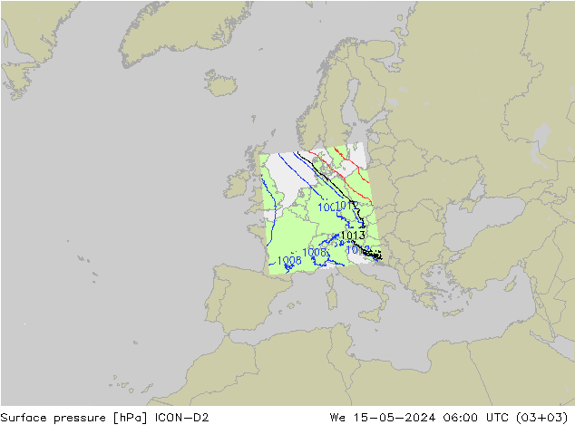 地面气压 ICON-D2 星期三 15.05.2024 06 UTC