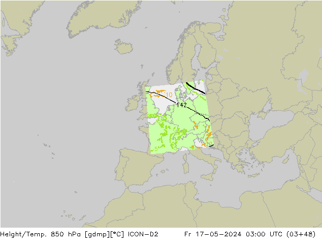 Height/Temp. 850 гПа ICON-D2 пт 17.05.2024 03 UTC