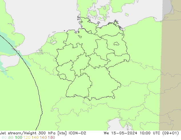 高速氣流 ICON-D2 星期三 15.05.2024 10 UTC