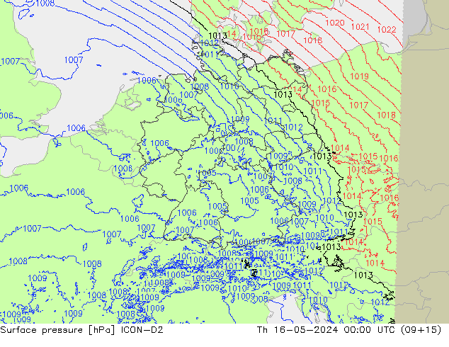 ciśnienie ICON-D2 czw. 16.05.2024 00 UTC