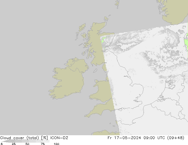 облака (сумма) ICON-D2 пт 17.05.2024 09 UTC