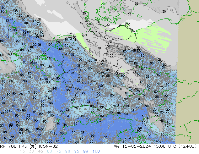 RH 700 hPa ICON-D2  15.05.2024 15 UTC