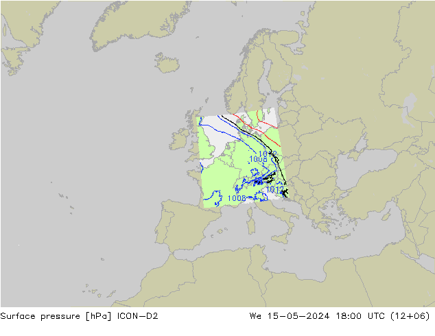 地面气压 ICON-D2 星期三 15.05.2024 18 UTC