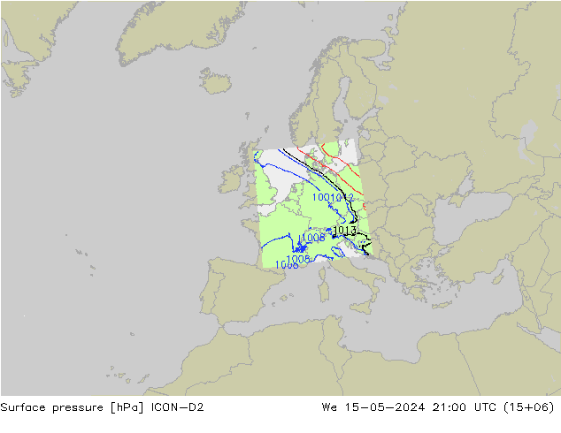 pression de l'air ICON-D2 mer 15.05.2024 21 UTC